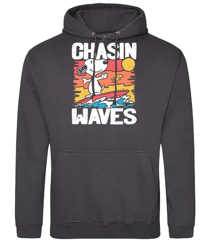 Beagle Summer Surf - Summertime, Summer, Wave, Pet, Dog, Beagle, Beach, Adventure, Classic, Vintage, Retro, Cartoon, Surfing, Surf, Sun, Sunny - Standard Hoodie