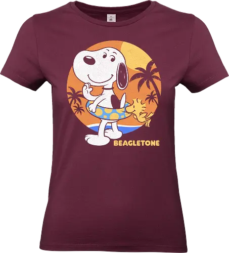 Beagle Sun Block - Summertime, Summer, Wave, Beagle, Beach, Adventure, Classic, Vintage, Retro, Cartoon, Surfing, Surf, Sun, Sunny, Pet, Dog - Standard T-Shirt (Frauen)