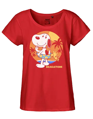Beagle Sun Block - Summertime, Summer, Wave, Beagle, Beach, Adventure, Classic, Vintage, Retro, Cartoon, Surfing, Surf, Sun, Sunny, Pet, Dog - Fairtrade Girl Shirt