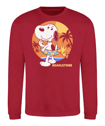 Beagle Sun Block - Summertime, Summer, Wave, Beagle, Beach, Adventure, Classic, Vintage, Retro, Cartoon, Surfing, Surf, Sun, Sunny, Pet, Dog - Sweatshirt