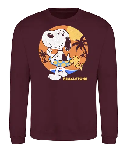 Beagle Sun Block - Summertime, Summer, Wave, Beagle, Beach, Adventure, Classic, Vintage, Retro, Cartoon, Surfing, Surf, Sun, Sunny, Pet, Dog - Sweatshirt