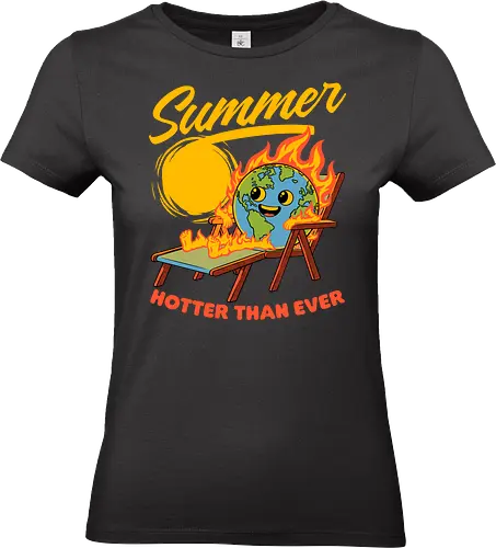 Summer Burn Earth - Hot, Sun, Fire, Earth Day, Earth, Planet, Save The Planet, Surfing, Surf, Beach, Apocalypse, Burning, Sunny, Summer, Global Warming - Standard T-Shirt (Frauen)