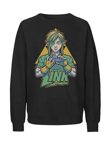 Glam Rock Elf - video game, rpg, fantasy adventure, elf, classic, music, rock and roll, ocarina - Fairtrade Sweatshirt