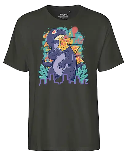 pizzaurus supreme  - pizza, dinosaurus, dino, graffiti, tropical, eat, kaiju, japan, american, love, food, reptile, monster - Fairtrade T-Shirt
