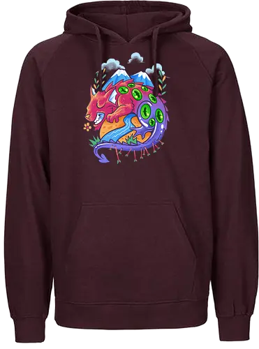 sleepy monster  - creature, dragon, myth, island, elements, magic, playing card, card, tarot, poker, golden, cyclone, storm, fire, water, rock, king, funny, monster, creatures - Fairtrade Hoodie