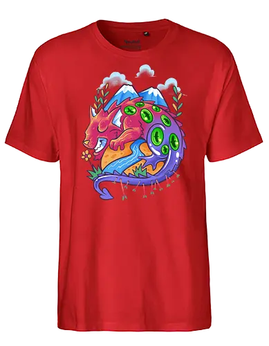 sleepy monster  - creature, dragon, myth, island, elements, magic, playing card, card, tarot, poker, golden, cyclone, storm, fire, water, rock, king, funny, monster, creatures - Fairtrade T-Shirt