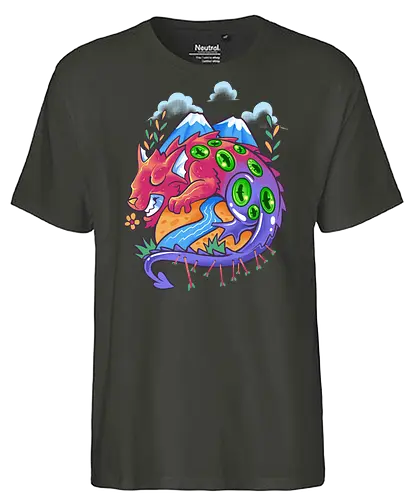 sleepy monster  - creature, dragon, myth, island, elements, magic, playing card, card, tarot, poker, golden, cyclone, storm, fire, water, rock, king, funny, monster, creatures - Fairtrade T-Shirt