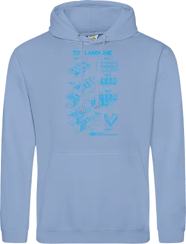Toy Trap Blueprint - Lego, legos, funny, bricks, lego blueprint, blueprint, inventor, toys on floor, dad, fathers day, humour, toy mat, box of toys, foot, standing on toys - Standard Hoodie