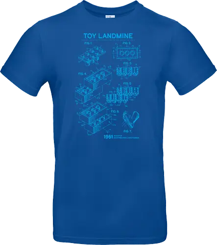 Toy Trap Blueprint - Lego, legos, funny, bricks, lego blueprint, blueprint, inventor, toys on floor, dad, fathers day, humour, toy mat, box of toys, foot, standing on toys - Standard T-Shirt