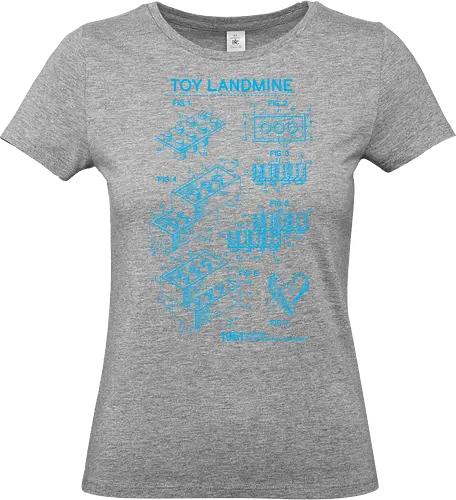 Toy Trap Blueprint - Lego, legos, funny, bricks, lego blueprint, blueprint, inventor, toys on floor, dad, fathers day, humour, toy mat, box of toys, foot, standing on toys - Standard T-Shirt (Frauen)