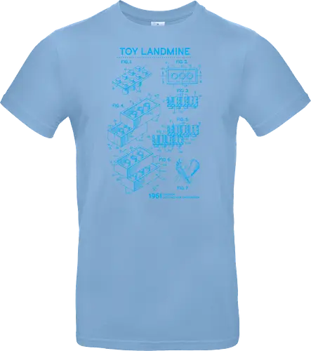 Toy Trap Blueprint - Lego, legos, funny, bricks, lego blueprint, blueprint, inventor, toys on floor, dad, fathers day, humour, toy mat, box of toys, foot, standing on toys - Standard T-Shirt