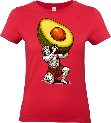 Avocado Atlas - Atlas, Avocado, Essen, lustig, lustige Avocado, Geek, griechisch, griechische Mythologie, lm2kone, griechische Statue, Humor, Old School, Pop-Art, Vintage - Standard T-Shirt (Frauen)