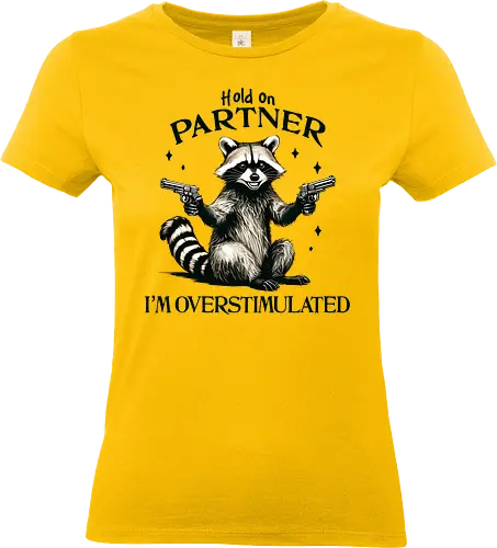 I’m Overstimulated  - hold on, pattern, im overstimulated, overstimulated, raccoon, sarcastic, meme, humor, funny - Standard T-Shirt (Frauen)