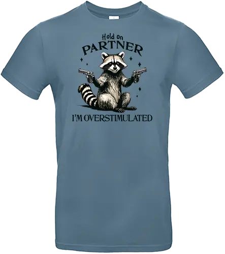 I’m Overstimulated  - hold on, pattern, im overstimulated, overstimulated, raccoon, sarcastic, meme, humor, funny - Standard T-Shirt