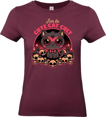 Cute Cat Cult  - Cute, cat, Black Cat, psycho, fun, funny, ritual, dark magic, magical, occult, Occultism, skull, skeleton, candle, witchcraft, bewitched, witch - Standard T-Shirt (Frauen)