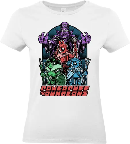 Power Girls Dungeons - rpg, Pen and Paper, d20, Pen and paper, dungeon master, role-playing game, tabletop, game master, cartoon, monkey, Retro Vintage, Retro, Vintage, Tv Show, Animated, Funny, Mashup - Standard T-Shirt (Frauen)
