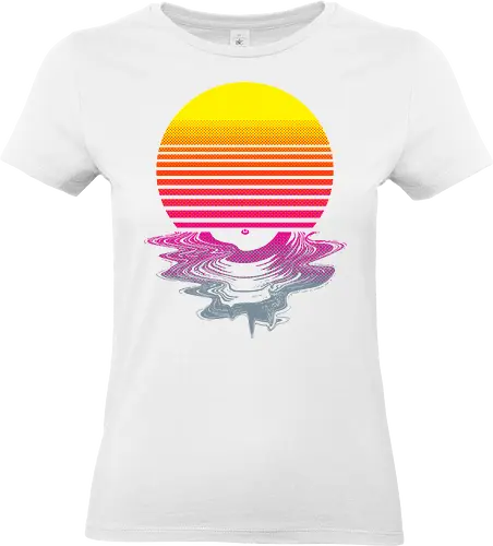 Vinyl Sunset - melting, hot, retrowave, record, vinyl, lp, summer, retro, vintage, melt, sun, sunset, 1980s, 80s - Standard T-Shirt (Frauen)