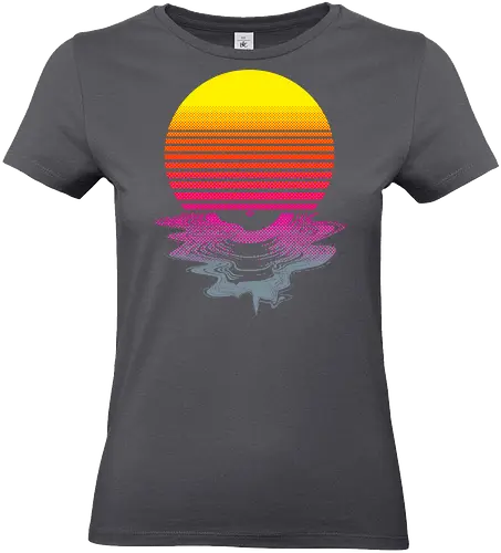 Vinyl Sunset - melting, hot, retrowave, record, vinyl, lp, summer, retro, vintage, melt, sun, sunset, 1980s, 80s - Standard T-Shirt (Frauen)
