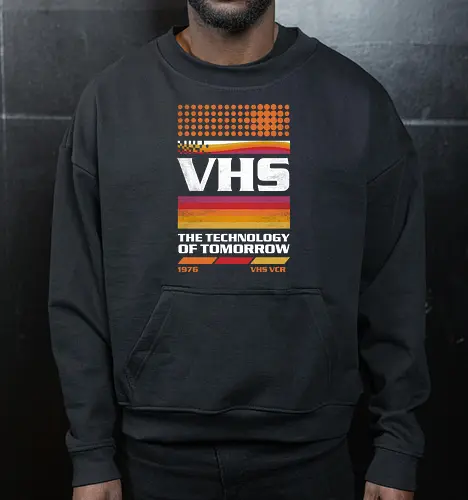 VHS Tech - VHS Tech, vhs, video tape, cassette, old tech, retro, vintage, video player - Cropped Sweatshirt