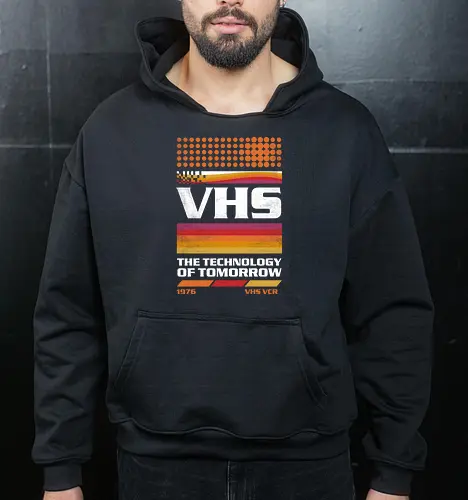 VHS Tech - VHS Tech, vhs, video tape, cassette, old tech, retro, vintage, video player - Cropped Hoodie