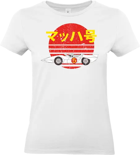 Mach 5 - Speed Retro - speed racer, 60s, cartoon, f1, formula 1, formula one, japanese, japanimation, mach 5, nascar, trixie, tv, go speed racer go, lemans - Standard T-Shirt (Frauen)