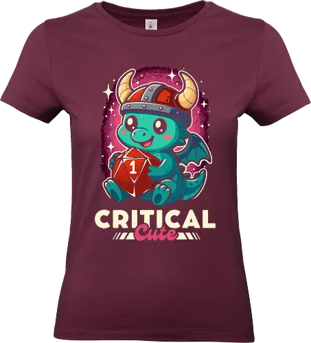 Kritischer süßer Drache - aesthetic, cute, cute dragon, d20, dices, dungeon, funny, funny tee, gaming, geek, kawaii, roleplay, rpg, lm2kone, geek - Standard T-Shirt (Frauen)