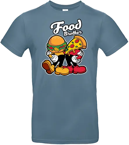 food brother  - pizza, burger, food, cool, funny, vintage, cartoon, logo, classic, brother, sister, friendship - Standard T-Shirt