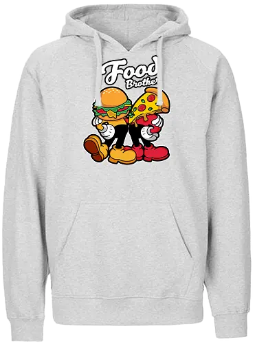 food brother  - pizza, burger, food, cool, funny, vintage, cartoon, logo, classic, brother, sister, friendship - Fairtrade Hoodie