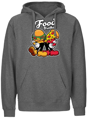 food brother  - pizza, burger, food, cool, funny, vintage, cartoon, logo, classic, brother, sister, friendship - Fairtrade Hoodie