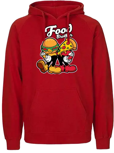 food brother  - pizza, burger, food, cool, funny, vintage, cartoon, logo, classic, brother, sister, friendship - Fairtrade Hoodie