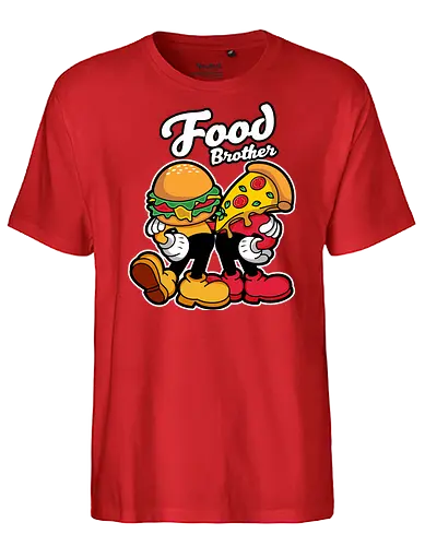 food brother  - pizza, burger, food, cool, funny, vintage, cartoon, logo, classic, brother, sister, friendship - Fairtrade T-Shirt