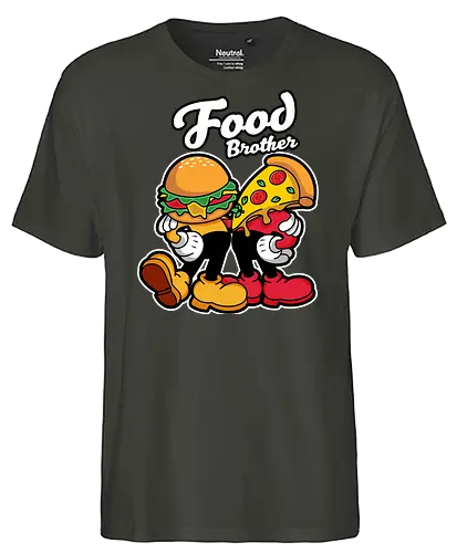 food brother  - pizza, burger, food, cool, funny, vintage, cartoon, logo, classic, brother, sister, friendship - Fairtrade T-Shirt