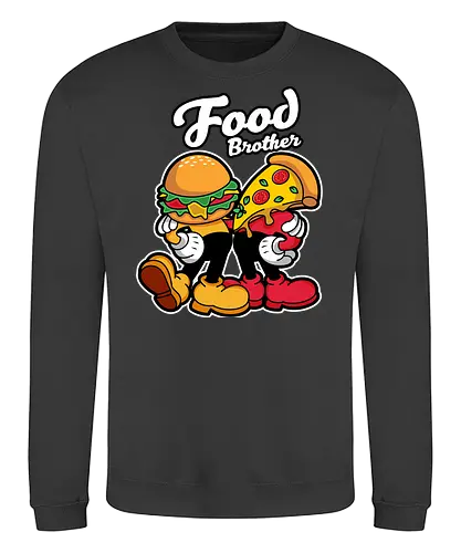 food brother  - pizza, burger, food, cool, funny, vintage, cartoon, logo, classic, brother, sister, friendship - Sweatshirt