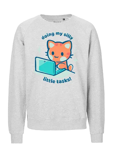 Doing my Silly Little Tasks - silly tasks, cat typing, cute work, kawaii cat, work from home, productivity, funny office, dumme Aufgaben, Katze tippt, niedliche Arbeit, kawaii Katze, Arbeit von zu Hause, Produktivität, lustiges Büro, gemütlicher Kern, pastellfarbene Katze - Fairtrade Sweatshirt
