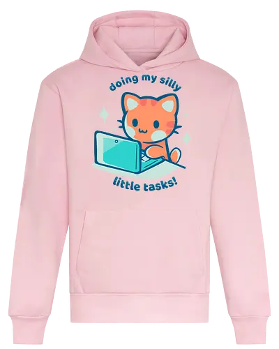 Doing my Silly Little Tasks - silly tasks, cat typing, cute work, kawaii cat, work from home, productivity, funny office, dumme Aufgaben, Katze tippt, niedliche Arbeit, kawaii Katze, Arbeit von zu Hause, Produktivität, lustiges Büro, gemütlicher Kern, pastellfarbene Katze - Heavyweight Hoodie
