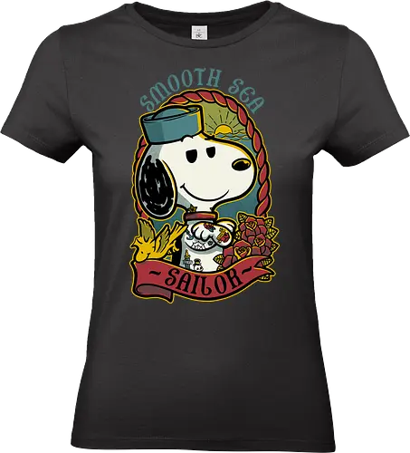 Beagle Sailor Tattoo - Dog, Pet, Comic, Classic, Retro Vintage, Vintage, Retro, Sailor, Pirate, Tattoo, Tattoos, Adventure, Sea - Standard T-Shirt (Frauen)