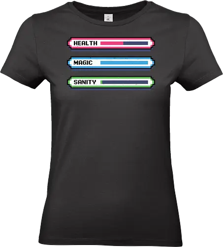 Video Game Sanity Bar - video game, rpg, adventure, fantasy, sanity, health, mana, magic, retro game, pixel art, mental health, game, insanity, magical, vintage - Standard T-Shirt (Frauen)