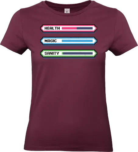 Video Game Sanity Bar - video game, rpg, adventure, fantasy, sanity, health, mana, magic, retro game, pixel art, mental health, game, insanity, magical, vintage - Standard T-Shirt (Frauen)