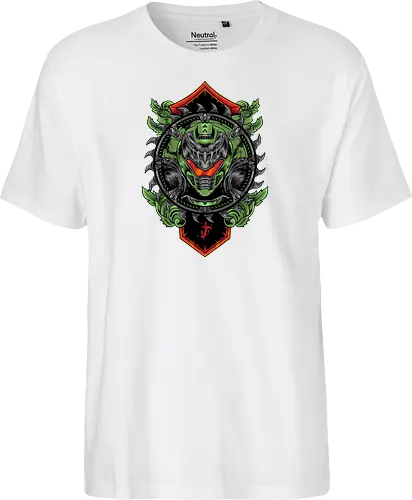 demon hunter  - hunter, cool, helmet, demon, bounty, robot, cyborg, vintage, classic, sword, 80s, 90s, war - Fairtrade T-Shirt