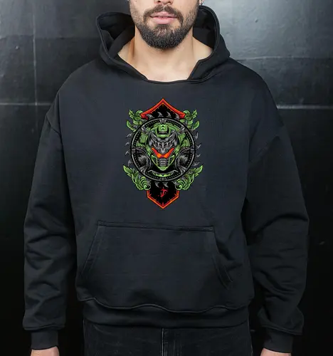 demon hunter  - hunter, cool, helmet, demon, bounty, robot, cyborg, vintage, classic, sword, 80s, 90s, war - Cropped Hoodie