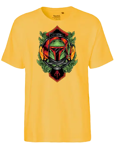 bounty hunter  - hunter, cool, helmet, demon, bounty, robot, cyborg, vintage, classic, sword, 80s, 90s, war - Fairtrade T-Shirt
