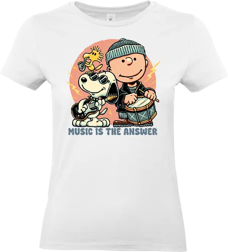 Music is the answer - Cute, cartoons, comics, beagle, character, music - Standard T-Shirt (Frauen)