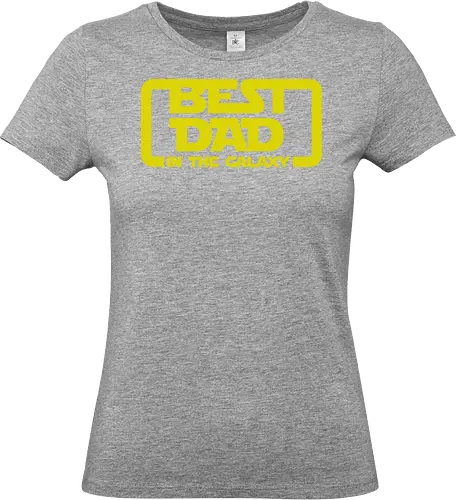 BEST DAD IN THE GALAXY - father's day, galaxy, yellow text, olive background, minimalist, typography, sci-fi theme, bold design, famous style, parent appreciation - Standard T-Shirt (Frauen)