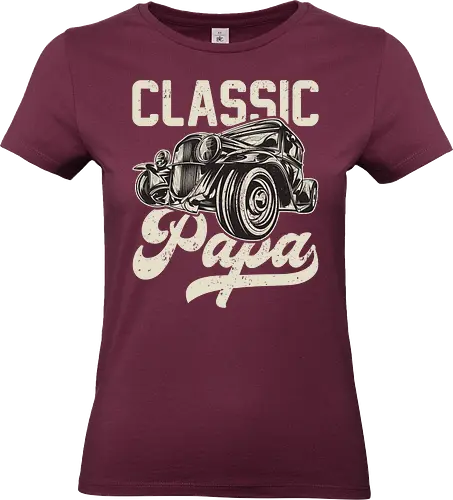 Classic Papa - vintage car, retro design, classic automobile, dark background, typography, antique, vehicle illustration, nostalgic, retro font, stylish design - Standard T-Shirt (Frauen)