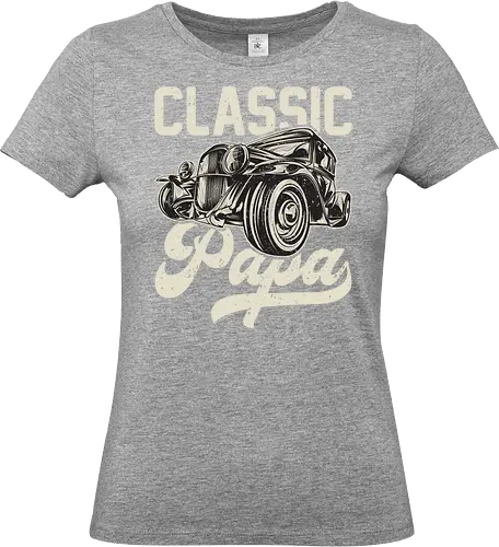 Classic Papa - vintage car, retro design, classic automobile, dark background, typography, antique, vehicle illustration, nostalgic, retro font, stylish design - Standard T-Shirt (Frauen)