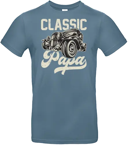 Classic Papa - vintage car, retro design, classic automobile, dark background, typography, antique, vehicle illustration, nostalgic, retro font, stylish design - Standard T-Shirt