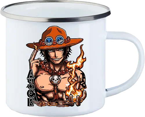 Fire Fist - Fire Fist, captain, monkey d ruffy, pirate, strohhut, strawhat, one, piraten, pirat, pirates, pirate, piece, schiff, boot, ship, ocean, ozean, meer, grandline, redline, north, east, south, west, blue, schatz, gold, ich werde der könig der piraten, nakama, abenteuer, crew, i will be the pirate king - Emailletasse