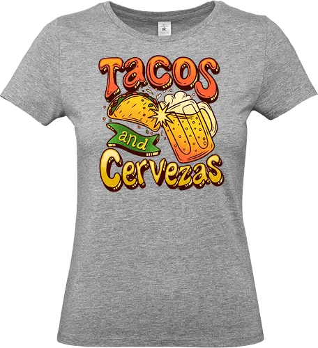 Tacos And Cervezas - Taco Tuesday Celebration - taco tuesday, beer, cerveza, cinco de mayo, drinking, fiesta, food lover, i love tacos, mexican, mexican food, taco lover, tacos, tacos lover, beer lover gift, tacos lover gift - Standard T-Shirt (Frauen)