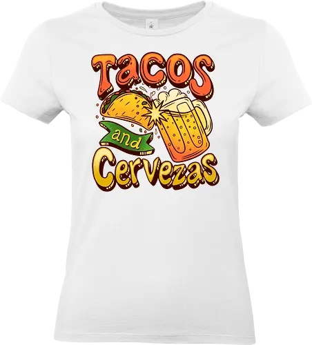 Tacos And Cervezas - Taco Tuesday Celebration - taco tuesday, beer, cerveza, cinco de mayo, drinking, fiesta, food lover, i love tacos, mexican, mexican food, taco lover, tacos, tacos lover, beer lover gift, tacos lover gift - Standard T-Shirt (Frauen)