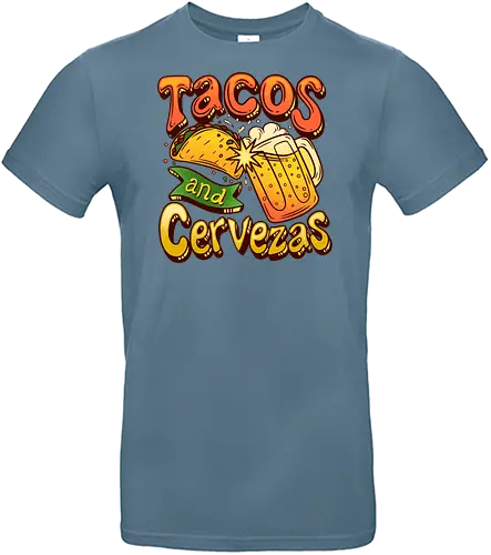 Tacos And Cervezas - Taco Tuesday Celebration - taco tuesday, beer, cerveza, cinco de mayo, drinking, fiesta, food lover, i love tacos, mexican, mexican food, taco lover, tacos, tacos lover, beer lover gift, tacos lover gift - Standard T-Shirt
